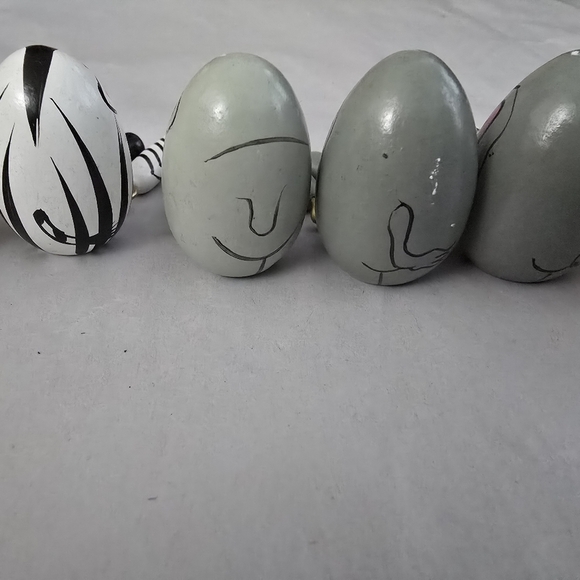 Handcrafted Wooden Zebra Zebra Monkey Shelf Sitters Folk Art Set of 8 - Picture 6 of 10